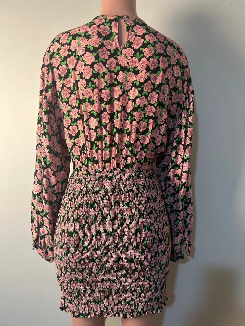 Zara Women’s Long Sleeve Floral Smocked Mini Dress Size Large - Picture 7 of 11